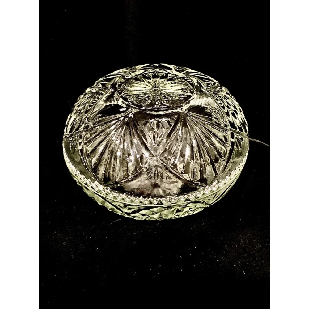 CRYSTAL GLASS‎ JEWELRY HOLDER TRINKET DISH WITH LID EXCELLENT